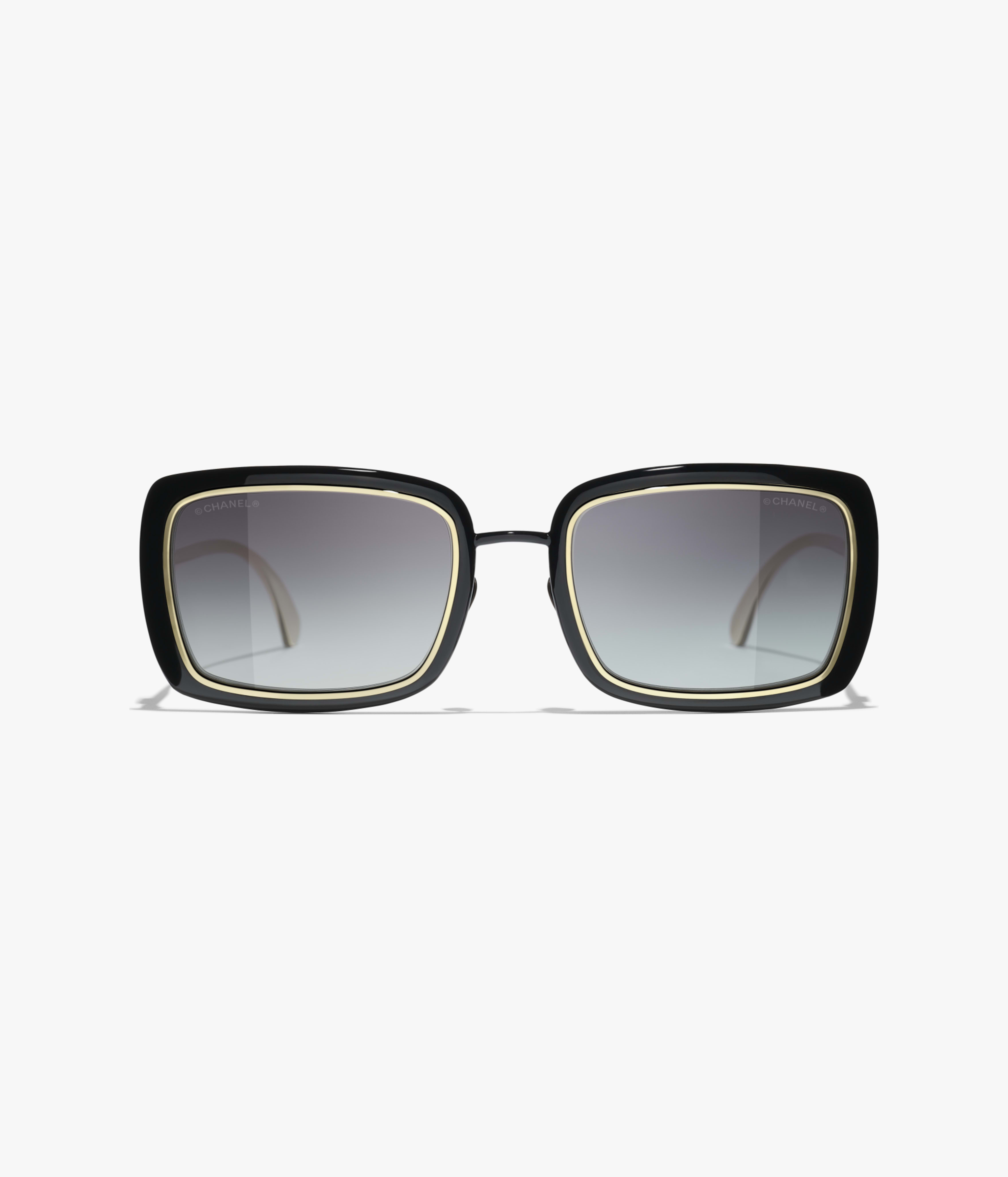 Rectangle Sunglasses - Black & Gold - Metal - Alternative view